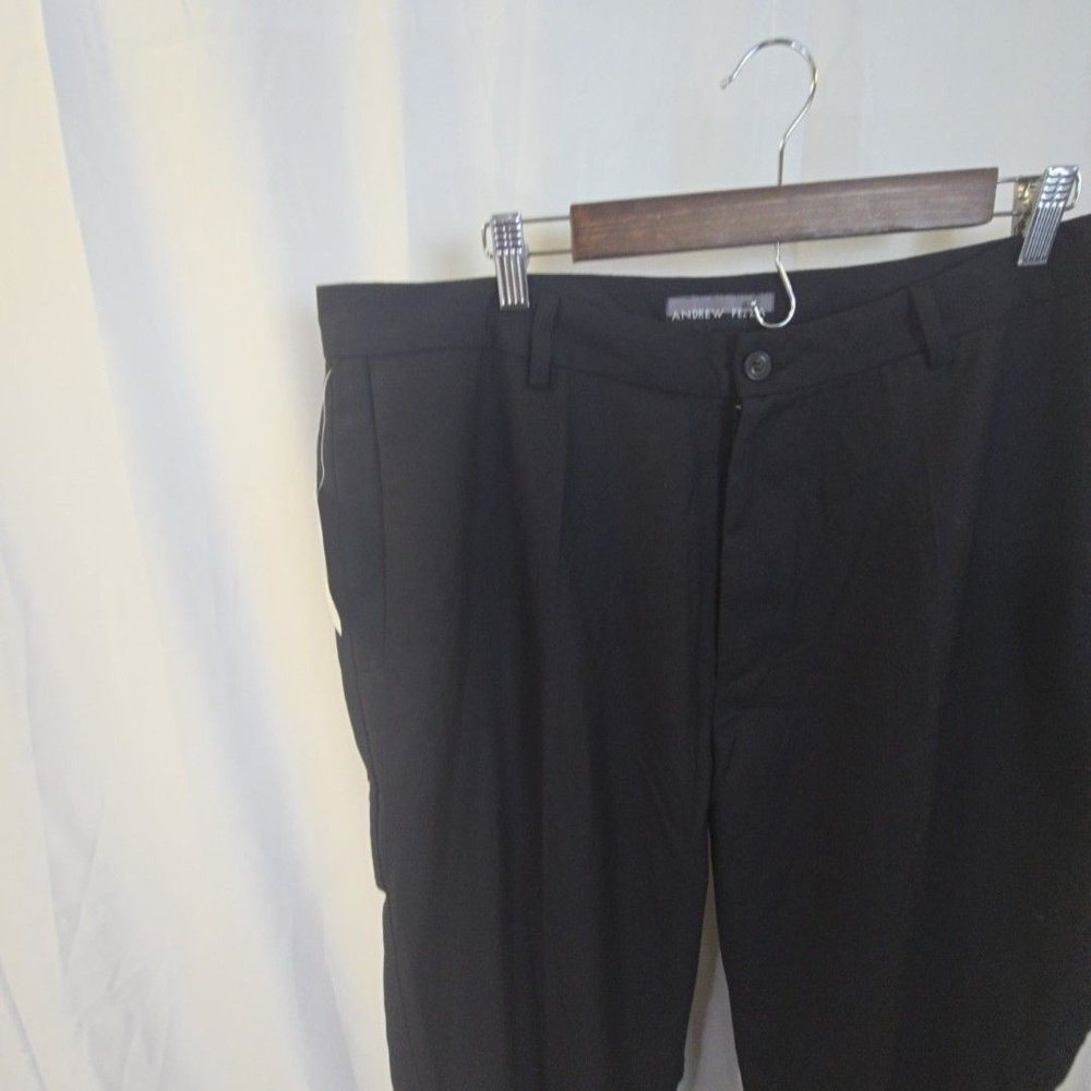 Andrew Fezza Dress Pants Mens 36x34 Black Ink Pleated Classic Fit Rayon Blend - Picture 5 of 16